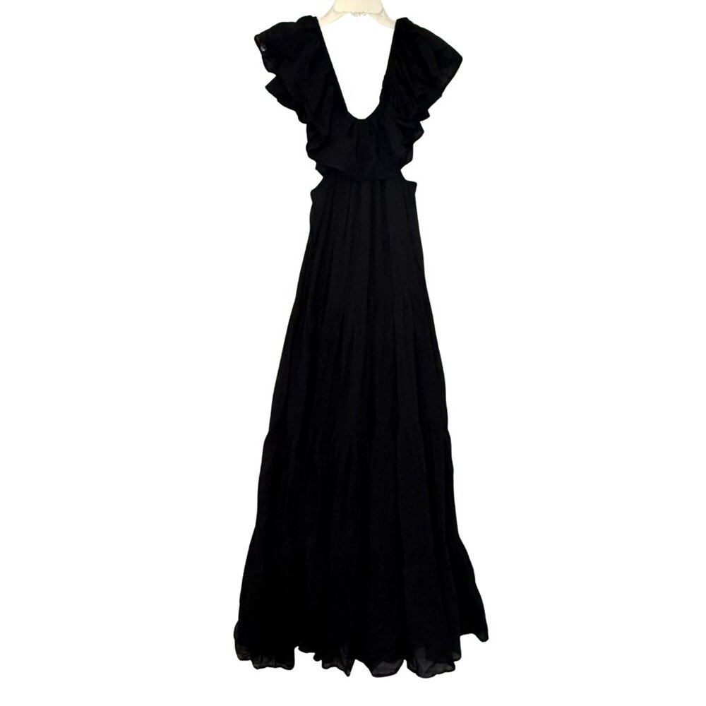 Anthropologie‎ Erika Pena Black Ruffled Voile Tiered Maxi Dress - NWT - Size M/L - Picture 5 of 11